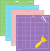 WISYOK 4-Pack 12x12 Inch Cutting Mats for Explore Air 2/Air/One/Maker, Reusable Adhesive Replacement Mats (Standard, Light, Strong, Fabric) for Crafts, Quilting, Sewing