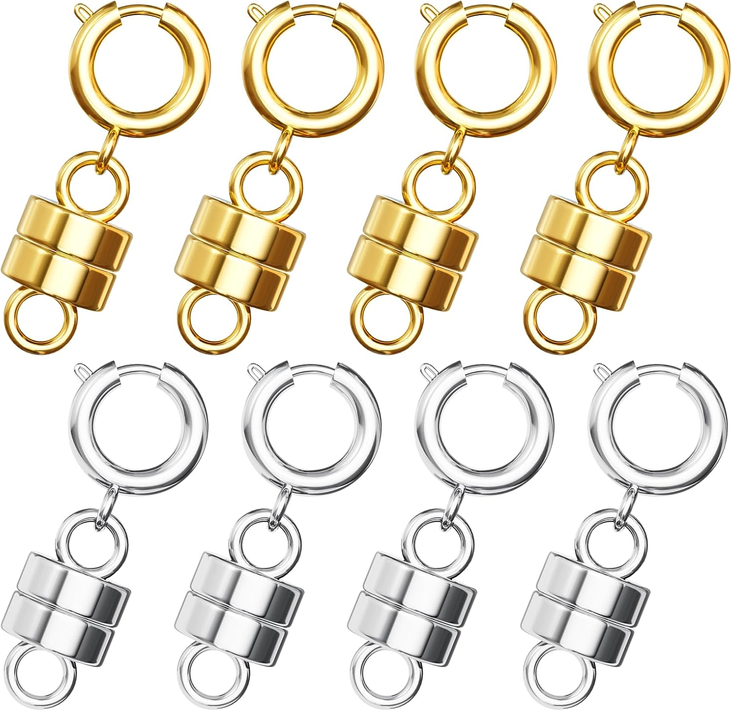 WISYOK 8 PCS Magnetic Necklace Clasps and Closures, Necklace Extender Chain Clasps Birthday Gift for Bracelet Necklaces Anklet Chain