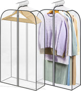 LANDNEOO 2 Pack Clear Garment Bags for Hanging Clothes with Zippers on Double Sides - 10'' Clothes Storage for Coat, Dress, and Fur in Closet - 40'' Long Suit Bags
