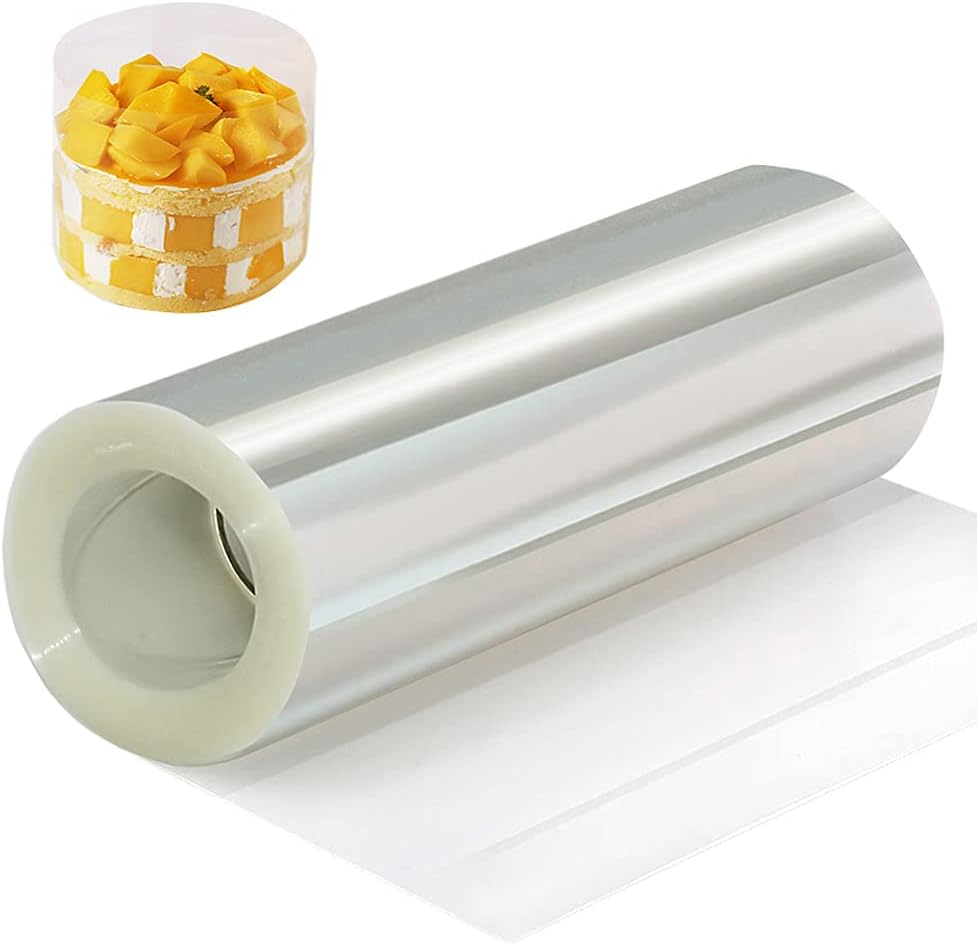 YQL Cake Collar 6 Inch,Acetate Cake Collar Roll DIY Acetate Sheet Baking Transparent Mousse Cake Sheets Surrounding Edge Clear Cake Strips for Baking Decorate Shaker Cards Making(6x394Inch)