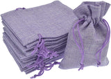 20Pcs Burlap Bags with Drawstring 2.7 x 3.5 Inch, Linen Small Party Favor Gift Bags Jewelry Pouches Sachet Sacks for Wedding, DIY Craft (Light Purple)