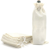 10Pcs Burlap Wine Gift Bags, Drawstring Linen Champagne Wine Bottle Bag Christmas Wedding Birthday Party Favor Wrap Pouches 13.7 x 5.9 Inches (Cream)