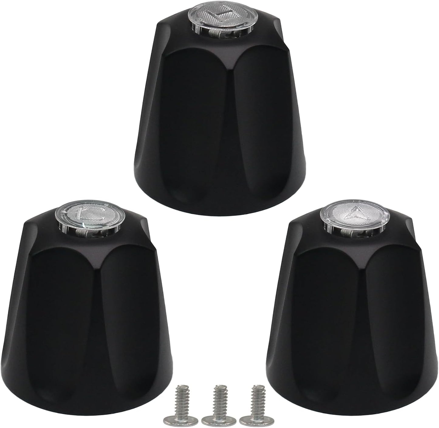 Biaungdo Black Shower Knob Replacement Set of 3, Bathtub Faucet Handles Include Hot and Cold/Diverter Shower Knob for Remodeling Trim