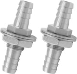 Biaungdo 2 Pcs 3/8" Hose Barb, 304 Stainless Steel Hose Barb Fitting Thru-Bulk Head Straight Hex Union Fitting for Air Water Fuel