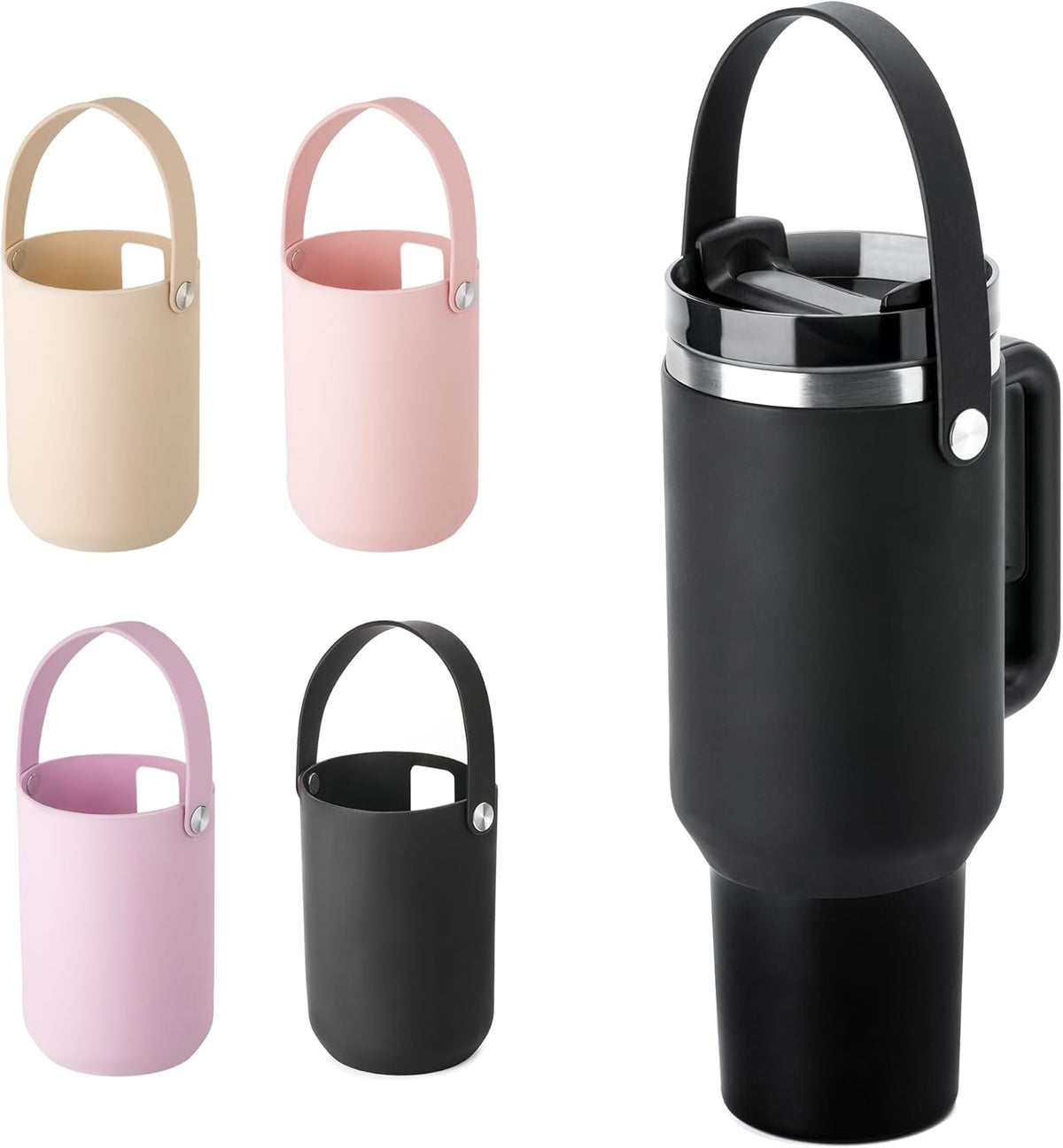 BPA - Free Silicone Carry Handle: Durable Accessory for Stanley Quencher 40oz (Black)