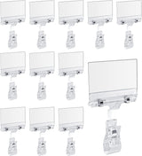 Biaungdo 12 Pcs Rotating Clip Swivel Sign Holder, Clear Rotatable Sign Holder with Double Clip Design, PVC Card Protector for Shelves, Store, Business, Exhibition