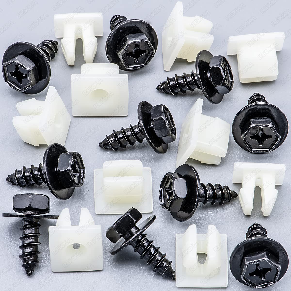 Rexka 10 Sets Bumper Cover Splash Shield Mud Guard Screw Bolt & Nylon Screw Grommet Nuts for Toyota Lexus 90159-60498 RAV4 Avalon Camry Highlander Prius ES300h GS350