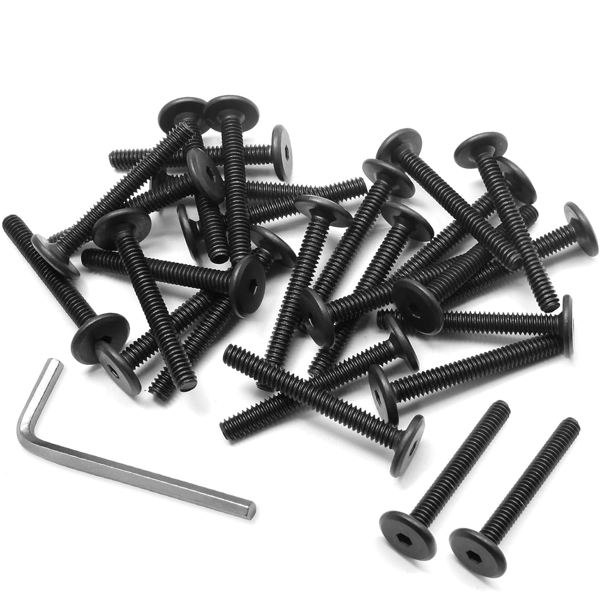 Biaungdo 30 Pcs Flat Head Allen Bolts, 1/4-20 x 2 Inch Black Socket Cap Screws Joint Connecting Bolts Countersunk Screws for Furniture, Fully Threaded