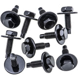 Rexka 10pcs M6-1.0 X 20mm Hex Head Sems Bolt W/Dog Point for Nissan Infiniti 08146-6162H - Multipurpose - Headlamp Fender Liner Splash Shield Bumper Cover Radiator Support Splash Shield
