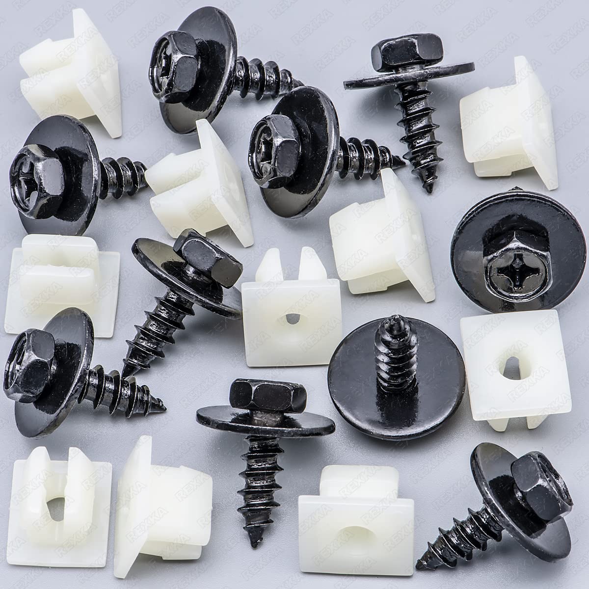 Rexka 10 Sets Bumper Cover Splash Shield Rocker Molding Screw Nut Grommet Kit Fit Toyota 901596-0525 90189-06193 Avalon Camry Highlander Sienna Venza