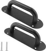 Biaungdo 2 Pack Door Handle Pull Plate, Stainless Steel Door Handle Pull Heavy Duty Barn Door Pull Handles for Sliding Barn Door Kitchen Cabinet, Matte Black (7.8" x 2.5")