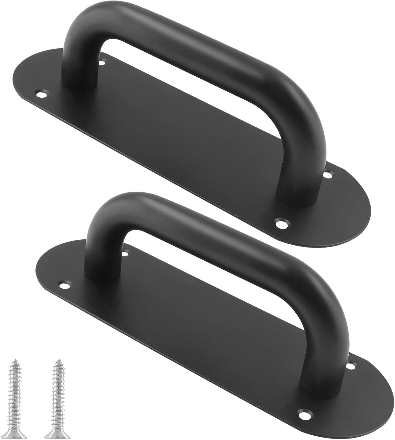Biaungdo 2 Pack Door Handle Pull Plate, Stainless Steel Door Handle Pull Heavy Duty Barn Door Pull Handles for Sliding Barn Door Kitchen Cabinet, Matte Black (7.8" x 2.5")