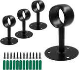 Biaungdo 1-1/2 Inch Curtain Rod Ceiling-Mount Bracket, Stainless Steel Flange Rod Holder Shower Curtain Closet Rod Holder Ceiling Curtain Rod Brackets with Anchor Screw Kit, 4Pcs - Black