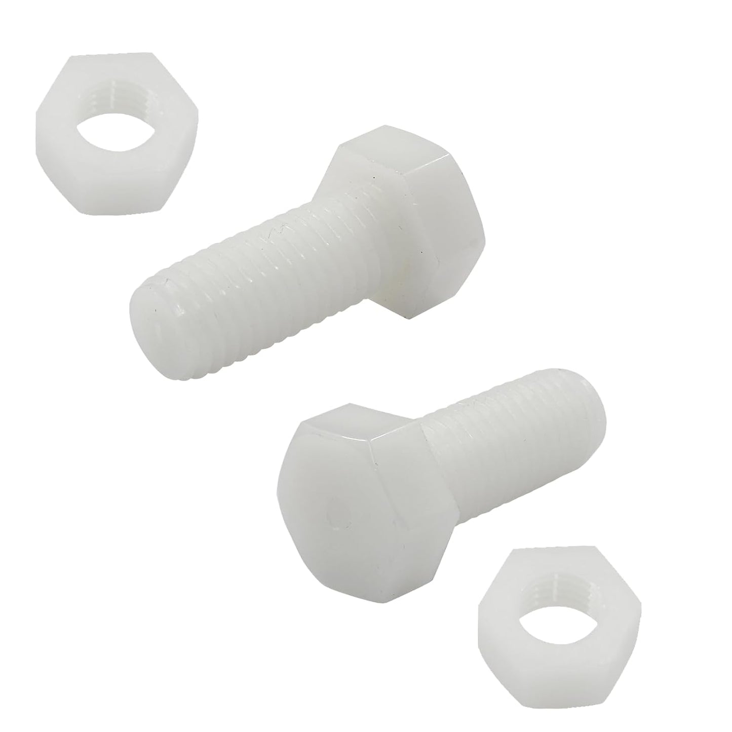 Biaungdo 20 Pair M12 x 30mm Nylon Hex Bolts, White Plastic Hex Bolts Full Thread Hex Head Screws and Nuts Set