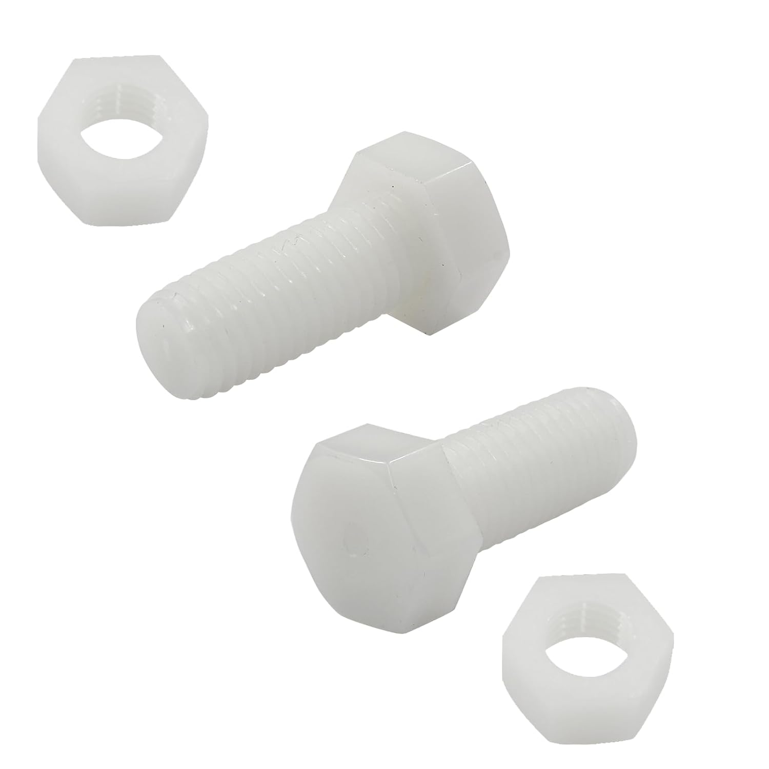 Biaungdo 20 Pair M12 x 30mm Nylon Hex Bolts, White Plastic Hex Bolts Full Thread Hex Head Screws and Nuts Set