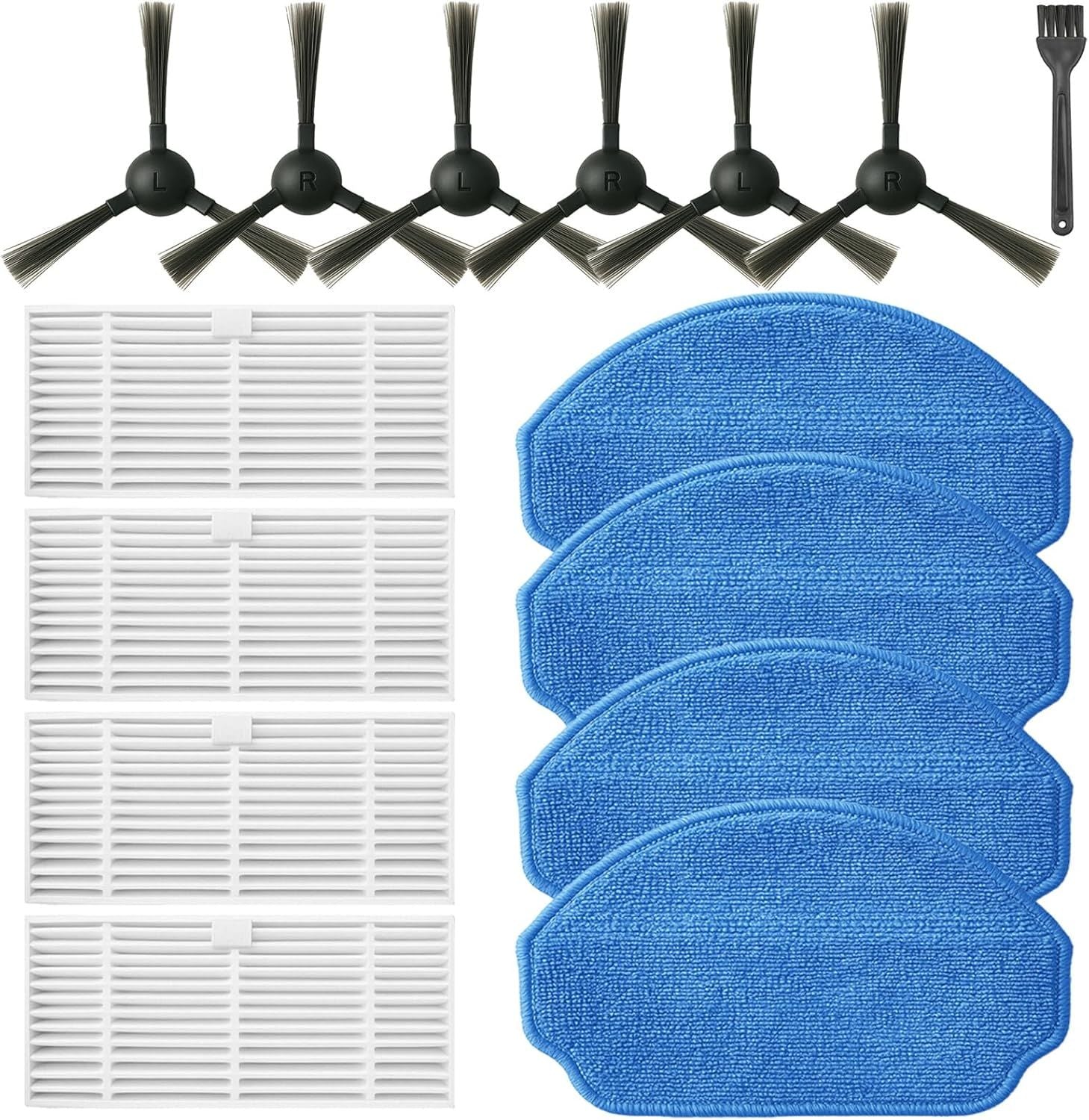 Replacement Parts or MAMNV BR151, or ZCWA BR151, or MANVINS G20, or Kilgone G20, or ONSON BR151, or MANVN BR151, or ZC WAS BR151, or iMartine BR151 Robot Vacuum,6 Side Brush,4 Mop Pad,4 ilter