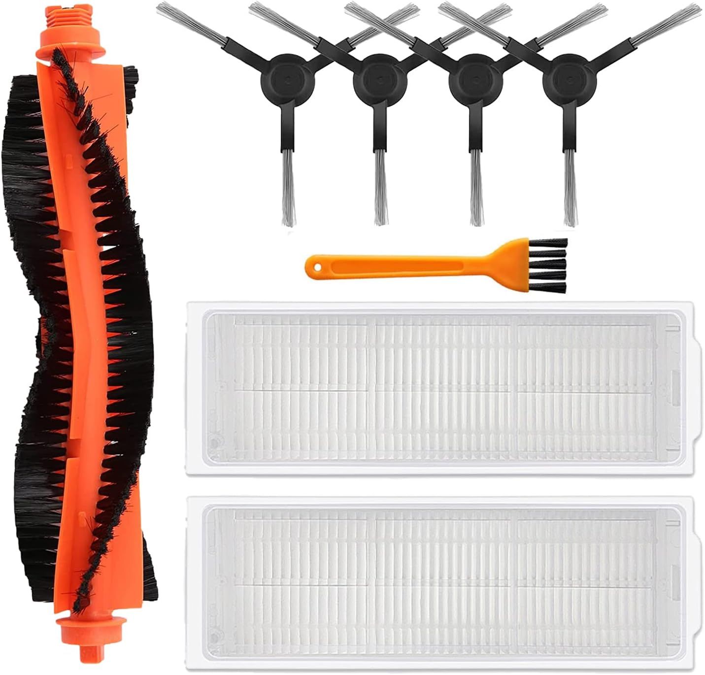 Replacement Spare Parts or WYZE Robot Vacuum Cleaner WVCR200S Accessories, 1 Main Roller Brush,4 Side Brushes, 2 Hepa ilters, 1 Cleaning Brush