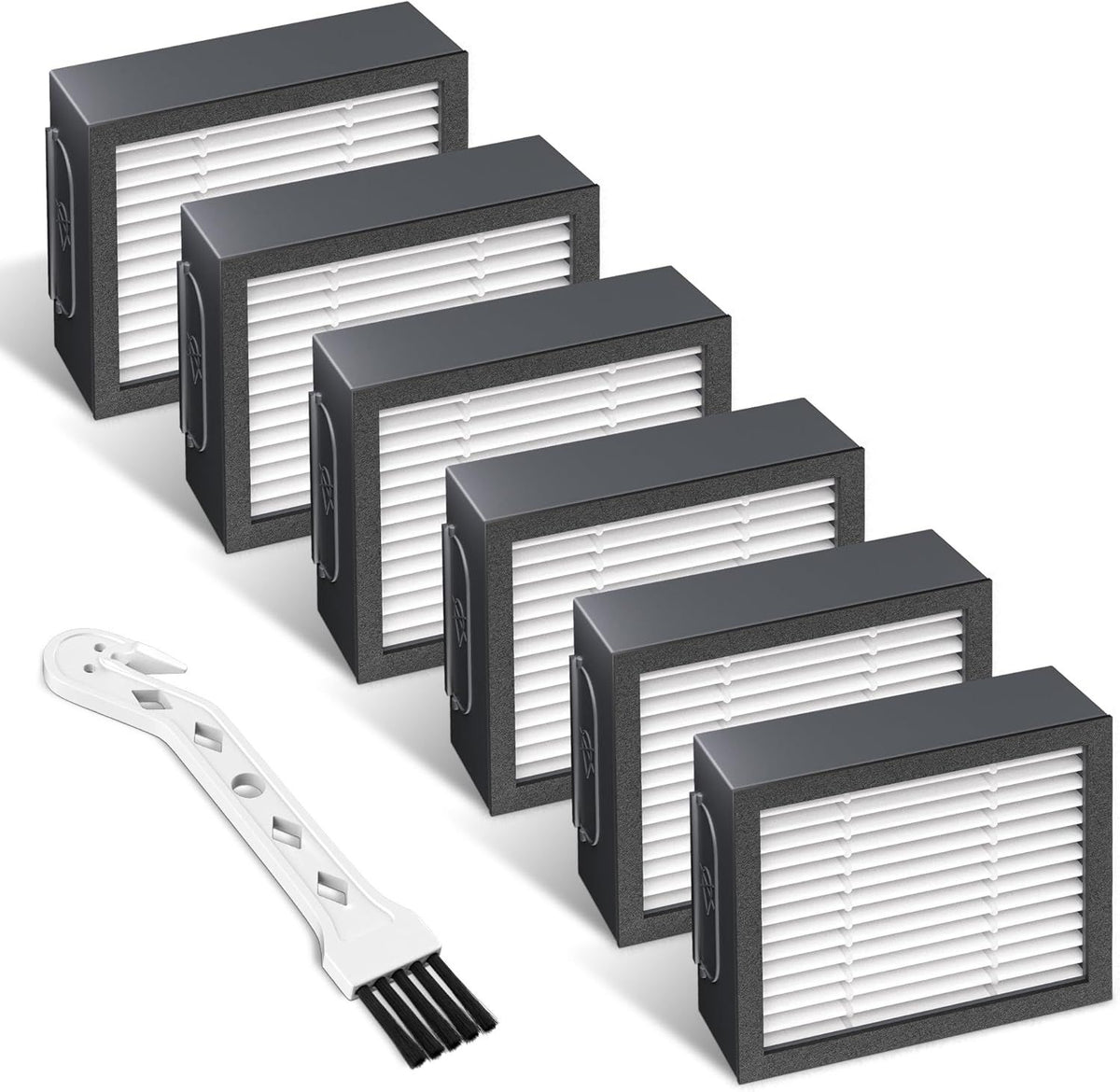 ilters Replacement or i-Robot Roomba E I & J Series i1+ i3 i3+ i4 i5/plus i6 i6+ i7 i7+/plus i8 i8+ E5 E6 E7 Vacuum Cleaner parts 4639161,6 Pack High Eiciency ilters+1 Cleaning Brush