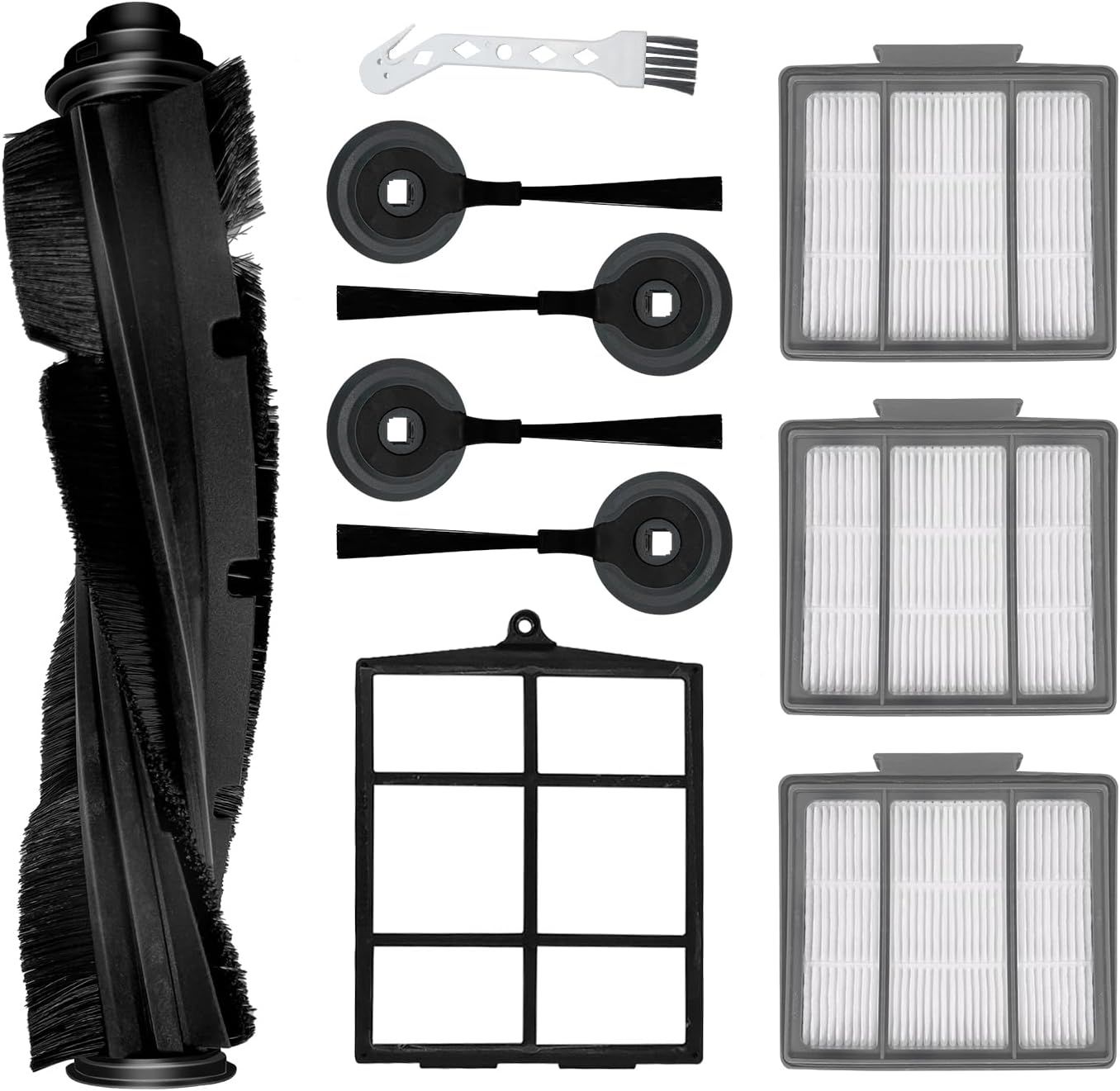 Spare Replacement Parts or Shark ION Robot AV751 AV752 AV753 S87 R85 RV850, RV850WV Vacuum Cleaner Accessory Kit Pack o 4 Side Brushes,1 Main Brush, 3 Pre-Motor ilter, 1 Cleaning Gear