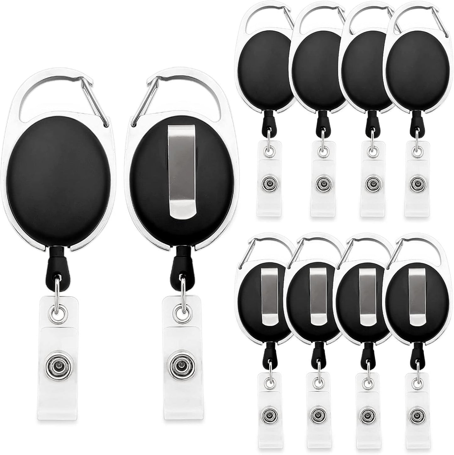 10Pcs Retractable ID Badge Holders ID Badge Reels with Belt Clip Retractable Badge Holders or Oice Worker Doctor Nurse (Black)