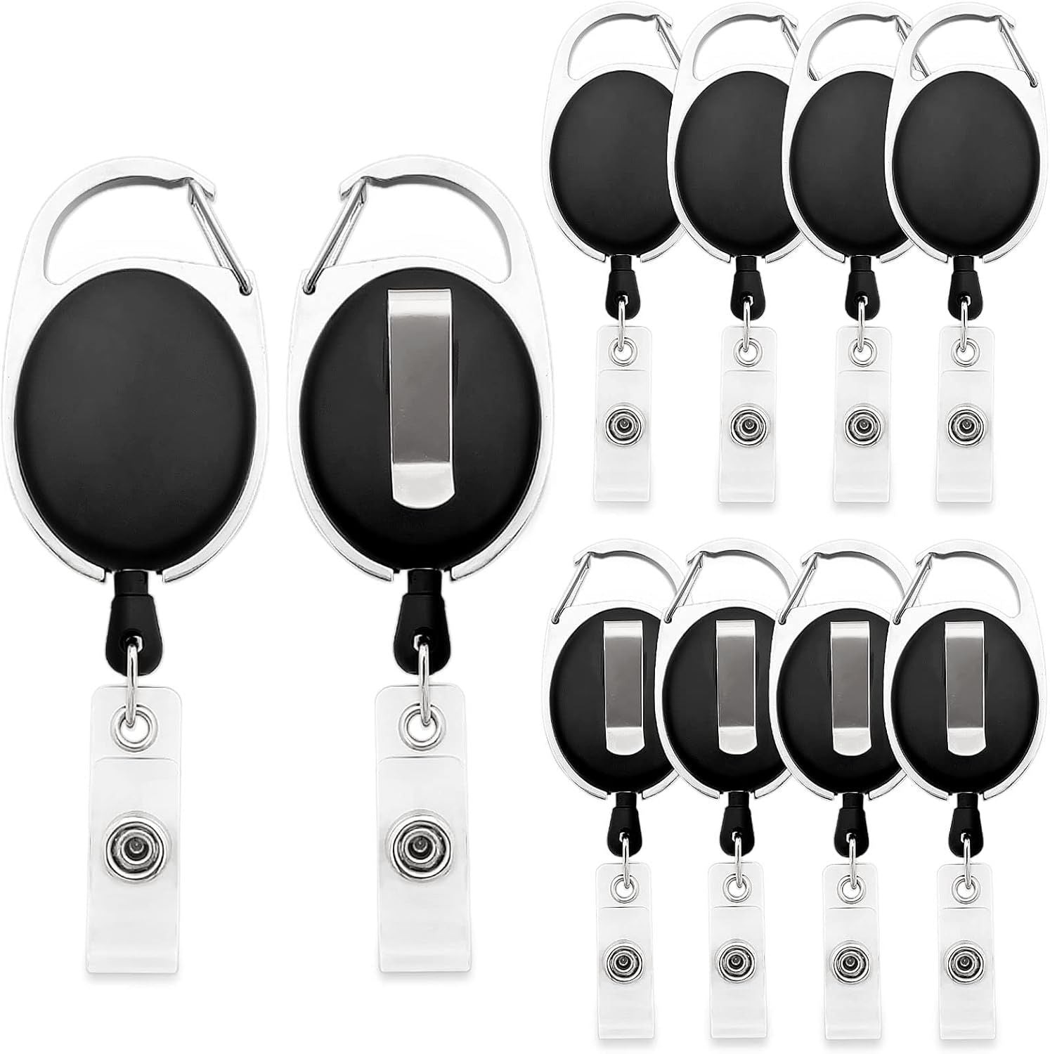 10Pcs Retractable ID Badge Holders ID Badge Reels with Belt Clip Retractable Badge Holders or Oice Worker Doctor Nurse (Black)