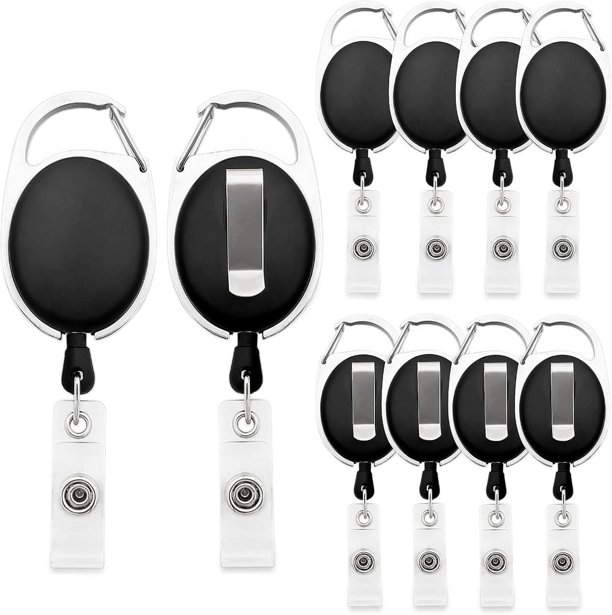 10Pcs Retractable ID Badge Holders ID Badge Reels with Belt Clip Retractable Badge Holders or Oice Worker Doctor Nurse (Black)