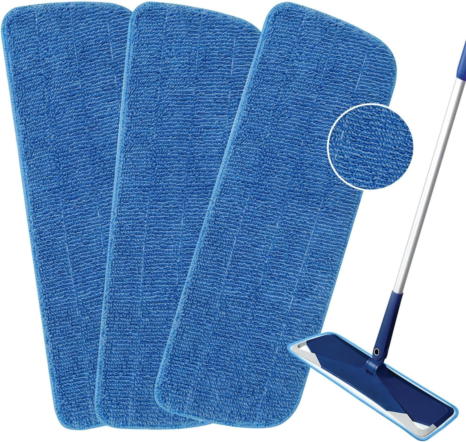 3 Pack Microiber Mop Pads Replacement or Wet/Dry Mop loor Cleaning Reusable Mop Pads Reills or Spray loor Mops Compatible with Bona loor Care System and Any Microiber lat Spray Mop