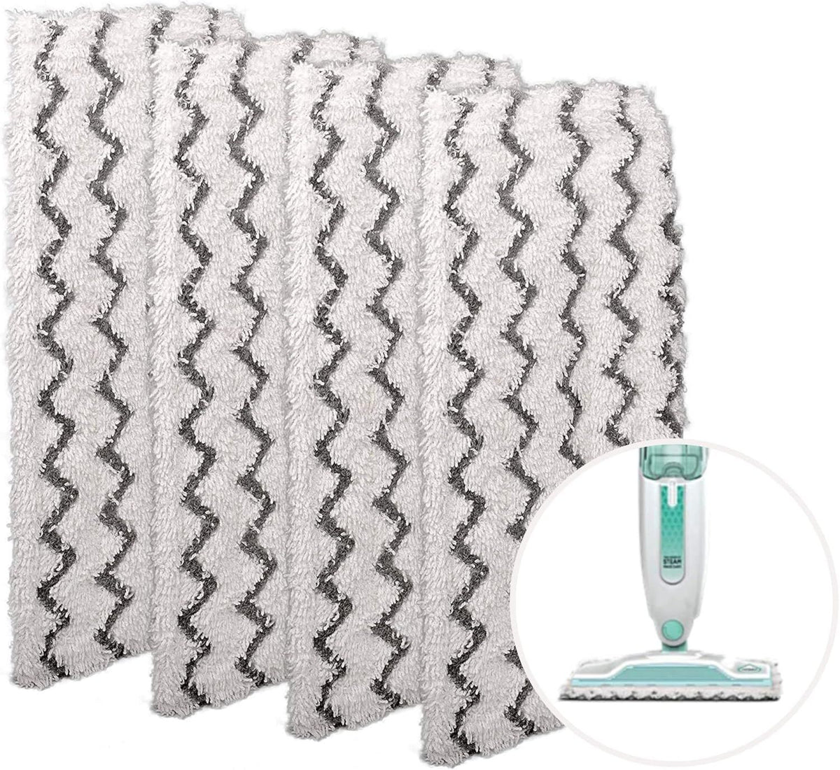4-Pack Microiber Mop Pads Reills Compatible with Shark Steam Mop S1000 S1000A S1001C S2001, Washable & Reusable Replacement Pads or Hardwood, Tile, and Stone loors