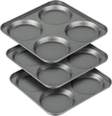 Muin Top Pan, 4-Cup Hamburger Bun Pan, Large Whoopie Pies Pan, Non-Stick Bakeware or Eggs, Cornbread, Small Cake Layers and Drop Cookies, Set o 3