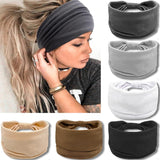 Wide Headbands or Women, Neutral Knotted Head Wraps Turbans, Large Arican Style Head Bands Hair Accessories, 6 Pack