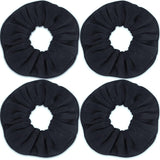 Super Towel Scrunchies or Drying Hair, Absorbent and Sot Microiber or rizz ree, Large Thick Ponytail Holder Wet Hair Accessories or Women and Girls, 4 PCS (Black)