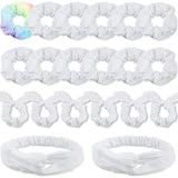 White Scrunchies or Tie Dye, DIY Cotton Bow Scrunchies, Headbands, 3 Kinds o Party Activities Hair Accessories or Girls and Women, 20 Pieces