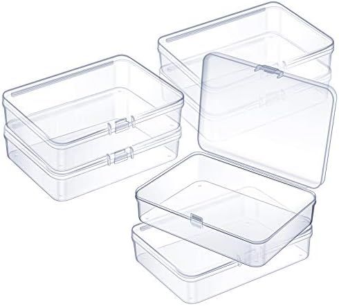 6 Pieces Mini Plastic Clear Beads Storage Containers Box or Collecting Small Items, Beads, Jewelry, Business Cards, Game Pieces, Crats (4.5 x 3.3 x 1.2 Inch)