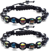 Adjustable Mood Bracelet or Women 2 Pieces Dazzling Shimmer Color Changing Beads Based on Emotions Thermochromic Bead Bracelets or Kids and Adult