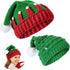 2 Pieces Unisex Christmas Knit Beanie Santa Hat Winter Warm Crochet Bearded Cap with ur Pom Pom Handmade Knitted Reindeer Cap or Adult