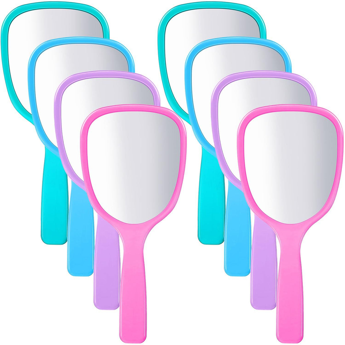 8 Pcs Small Handheld Hand Mirrors 1X Compact Travel Makeup Mirror 3.15 x 7.09 in Mini Handheld Cosmetic Kid Mirror or Girl DIY Crats Classroom Party avors (Blue,Green,Pink,Purple)
