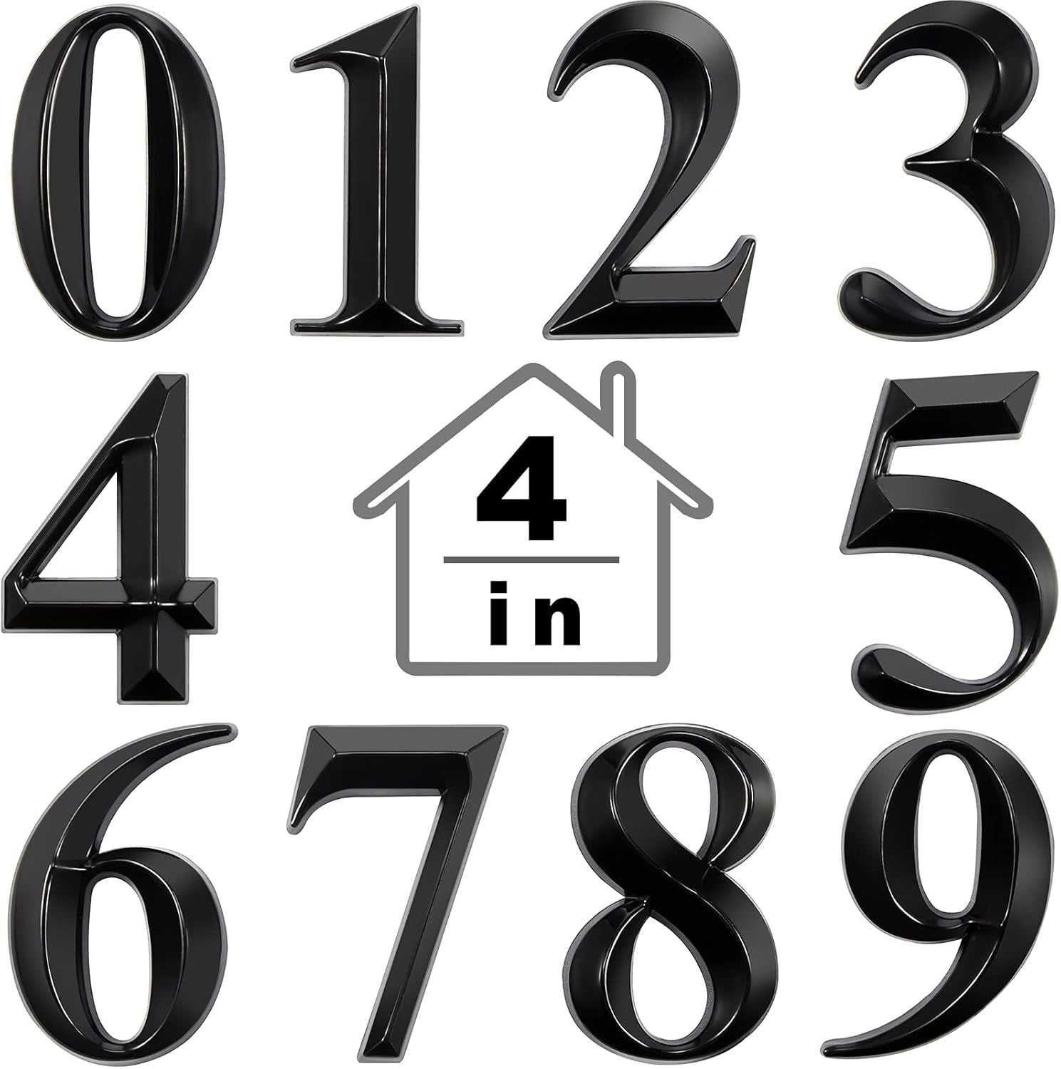 10 Pcs House Numbers 3D Door Mailbox Numbers 0-9 Sel Adhesive House Door Street Address Stickers or, Apartment, Oice, Hotel Room, Mailbox Signs(4 x 2.5 Inches,Black)