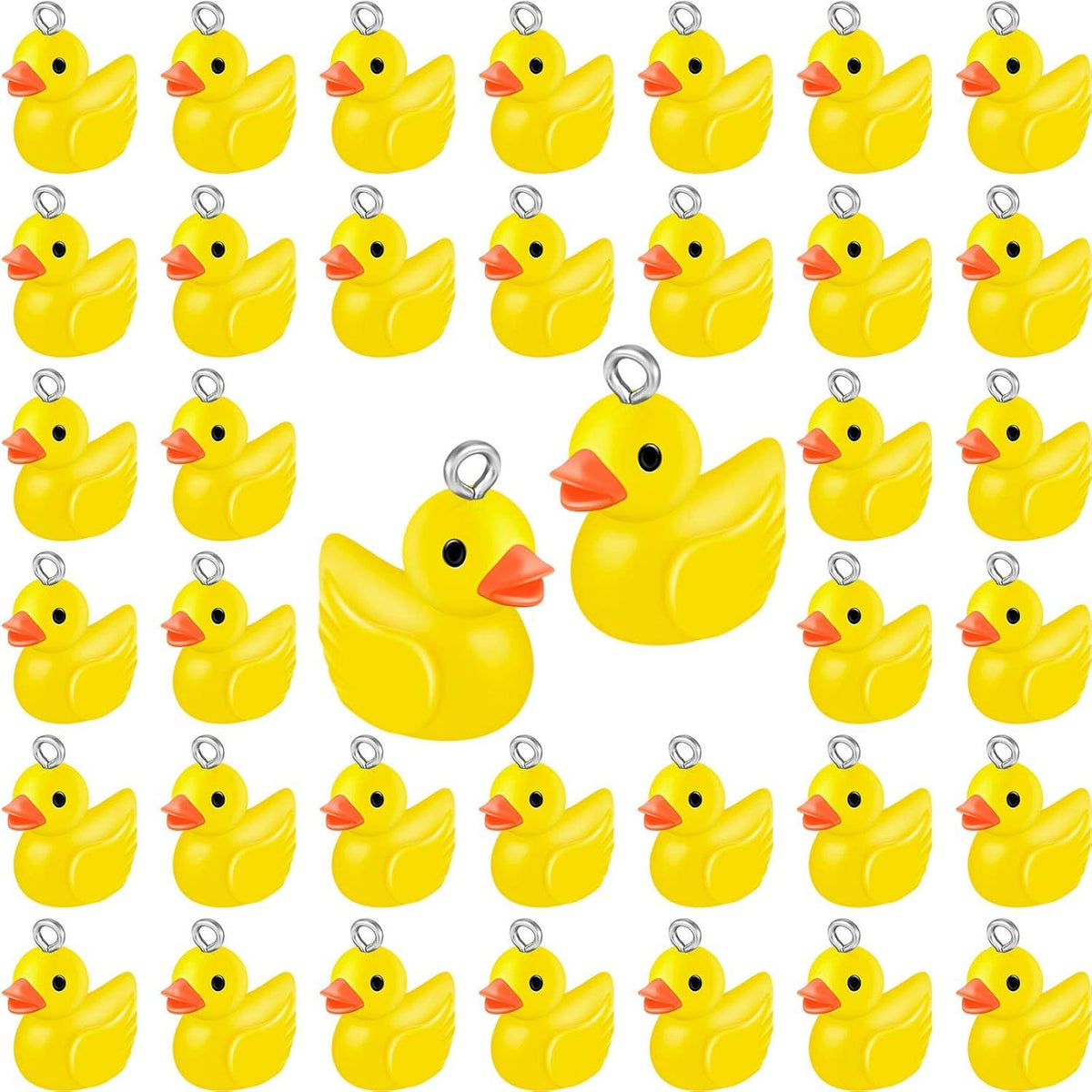 40 Pcs Mini Resin Duck Charms Pendants indings Beads or Women Adult Jewelry Making DIY Bracelet Necklace Earrings Keychain Crats Gits Party avors(Yellow,Classic)