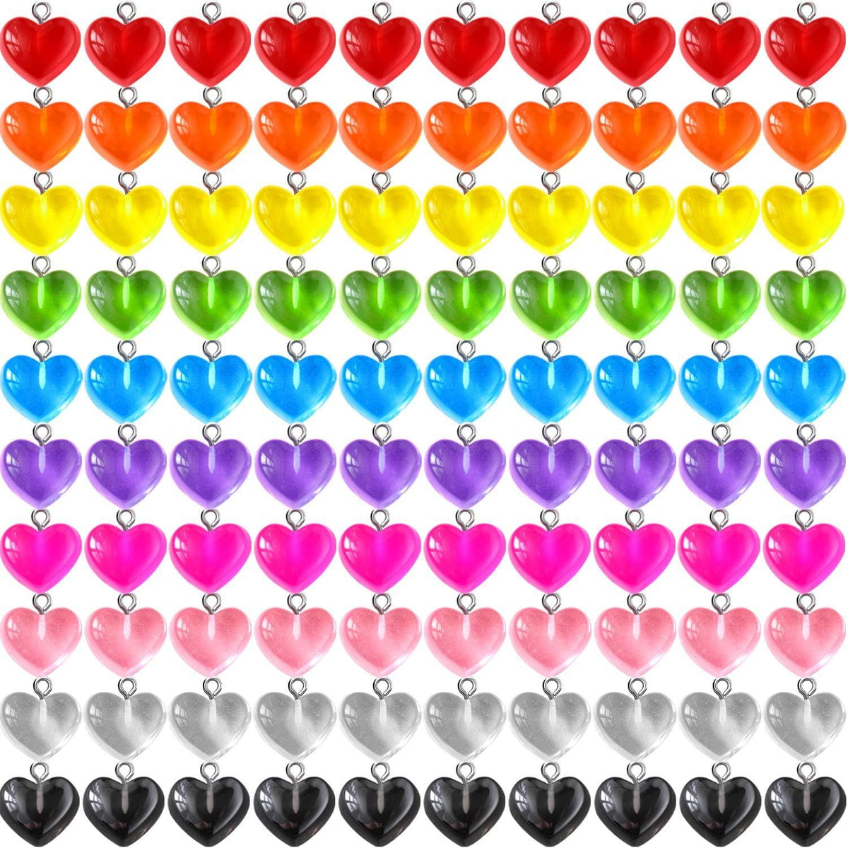 Heart Charms Pendant Colorul Love Heart Candy Keychains Charm Necklace Earring Pendant or DIY Jewelry Crats Supplies
