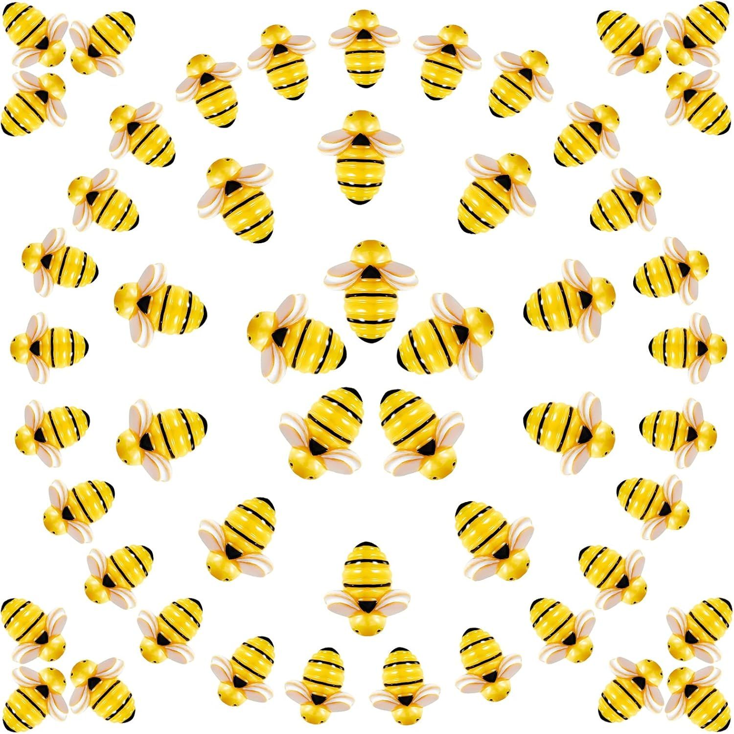 60 Pcs Tiny Resin Bees or Crats, 3 Size Mini Plastic Garden Bees Embellishment or Honey Themed Party Decor Art DIY Crats Baby Shower Birthday Christmas Party Cake Decorations