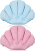 2 Pieces Inlatable Bath Pillow with Suction Cups, Terry Cloth Covered Bath Pillow Shell Shape Bathtub Spa Pillow Comortable Sot Bath Cushion, Neck Support or Bathtub, Hot Tub, Home Spa Tub