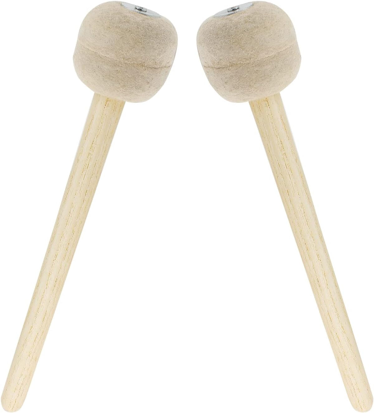 Biaungdo 2 Pack Drum Mallet, 13" Wool Felt Drum Stick, Bass Drum Mallet Drum Stick, Anti-slip Bass Percussion Sticks, Beige