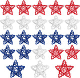 24 Pcs 4th o July Natural Rattan Stars Decoration 250th Anniversary Memorial Day Patriotic Red White Blue Wicker Rattan Stars or Vase Bowl iller Home DIY Crat Ornament Hanging Table Decor