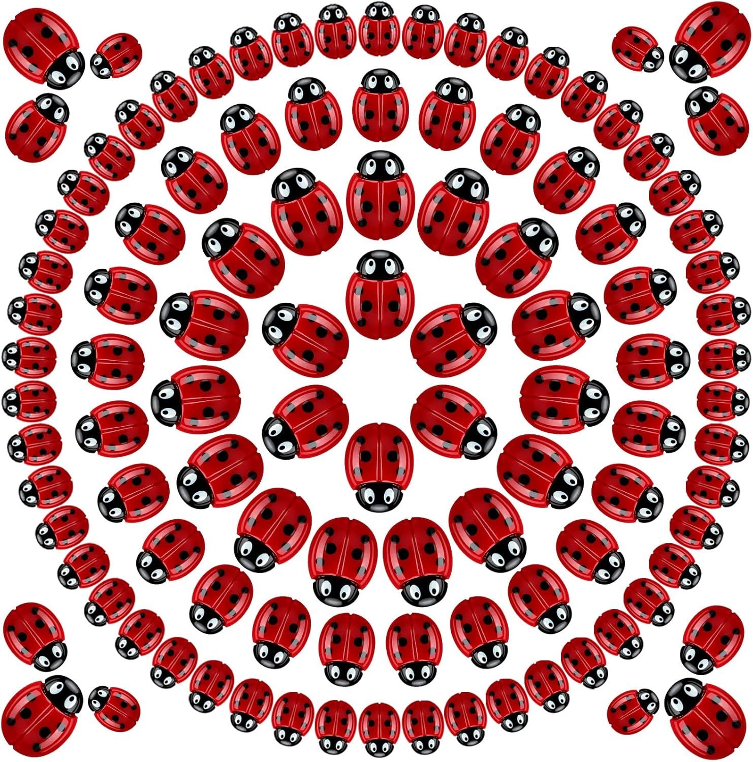 100 Pieces Tiny Resin Ladybugs Decor 0.55''-0.98'' 3 Sizes Mini Ladybugs Ornaments Miniature igurines Crat or DIY airy Garden Dollhouse Micro Landscaping Wreath Cake Home Decoration Party