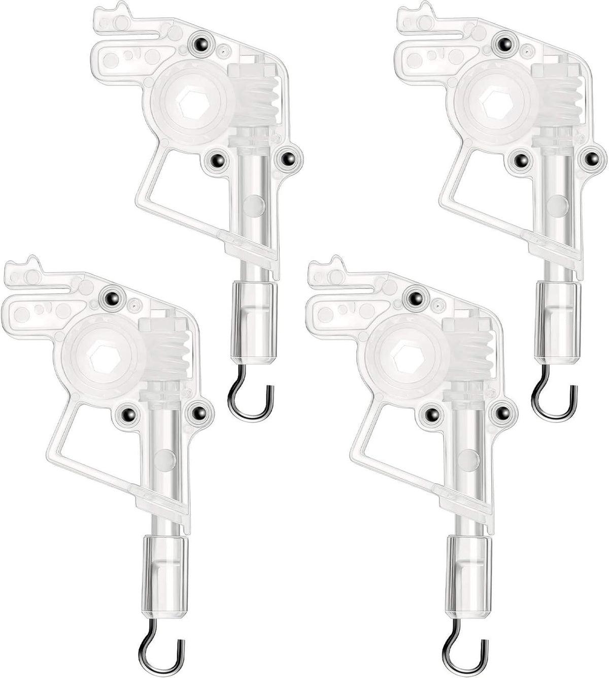 4 Pieces Low Proile Wand Tilter Universal Wand Tilter or 2 Inches Horizontal Blinds Tilt Mechanism Hook Connection with Hexagon Shaped Gear Low Rail Blinds Parts
