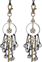 Witch Bells or Door Witchcrat Bells Supplies Wiccan Decor Altar Bell Antique Magic Keys Witchy Wicca Home Protection Decor Kitchen Witch Decor (2 Pieces)