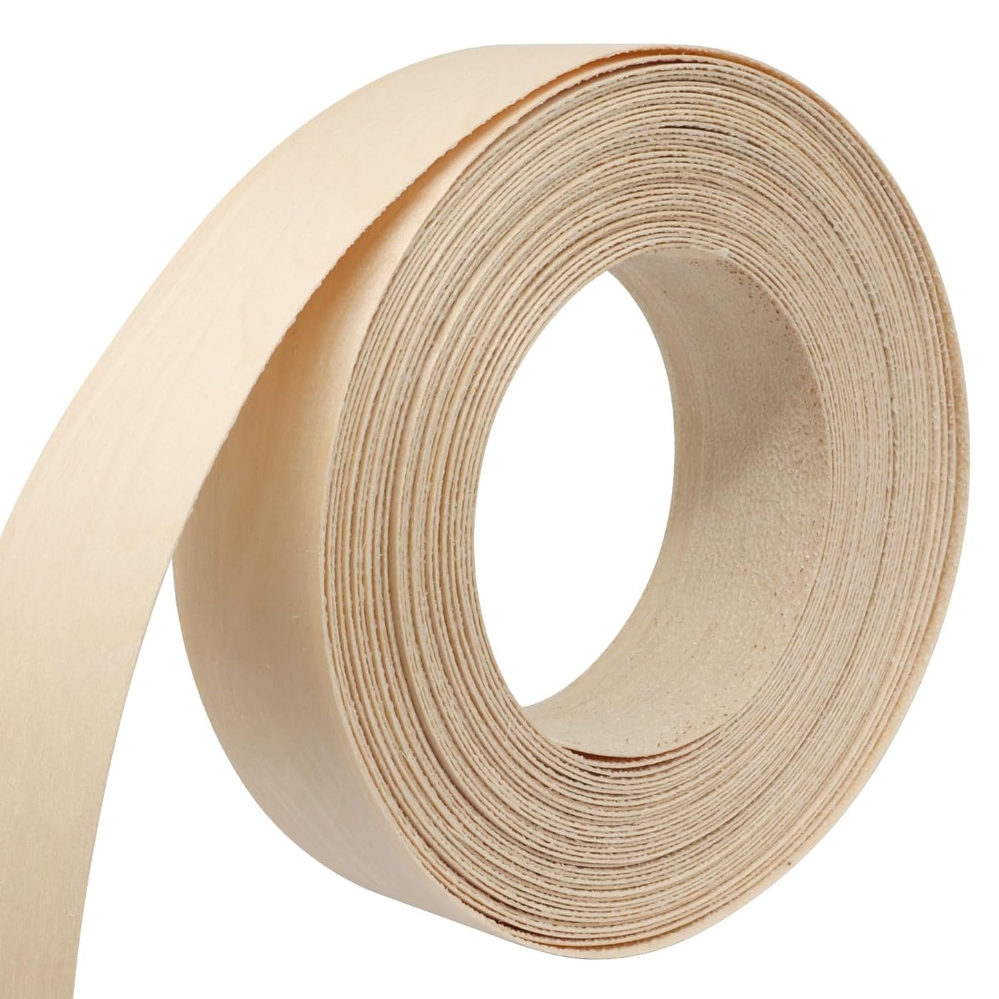 Biaungdo Birch Edge Banding 1-1/2 Inch x 50ft, Wood Veneer Roll Tape Banding Pre-Glued, Iron-on Veneer Edging Band Strips for Cabinet, Furniture Restoration