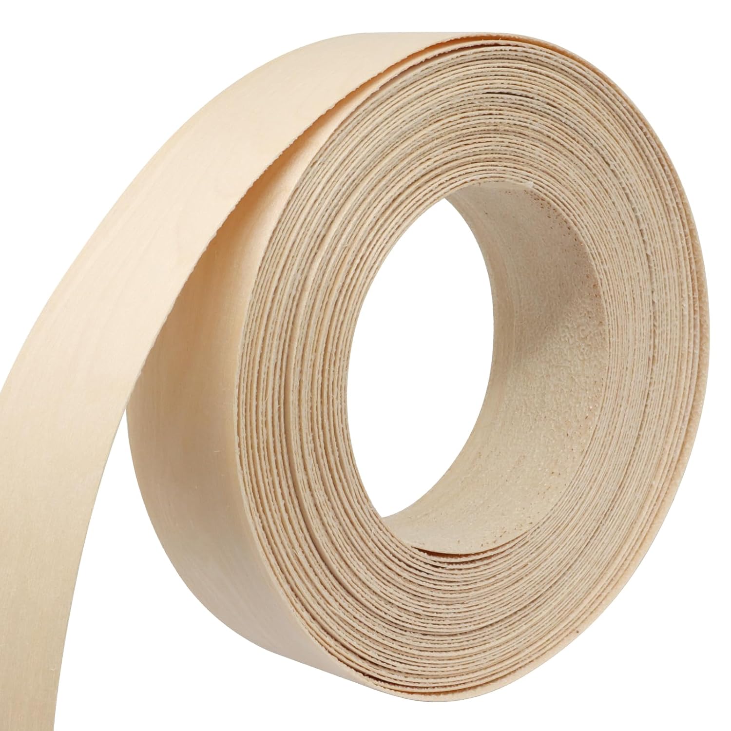 Biaungdo Birch Edge Banding 1-1/2 Inch x 50ft, Wood Veneer Roll Tape Banding Pre-Glued, Iron-on Veneer Edging Band Strips for Cabinet, Furniture Restoration