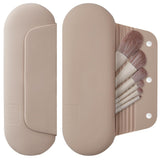 Silicone Makeup Brush Holder Travel Cosmetic Bag：Sot Portable Cosmetic ace Brushes Holder with Upgrade Anti-all Out Magnetic Closure, Large Travel Makeup Brush Case - Walnut