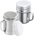 6 oz Powdered Sugar Shaker Duster + 6 oz Stainless Steel Salt Pepper Dredge Shaker - All with Plastic Caps and Handles Bundle